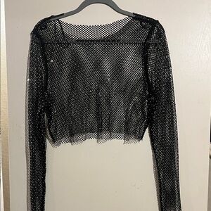 Sincerely Jules Black Mesh Crop Top